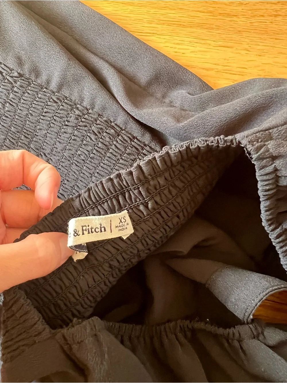 Abercrombie & Fitch Black Puff-Sleeve Square Neck Top